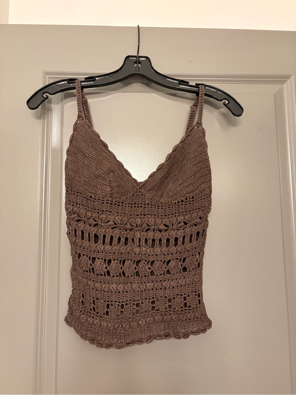 Moda International Brown Crochet Knit Camisole